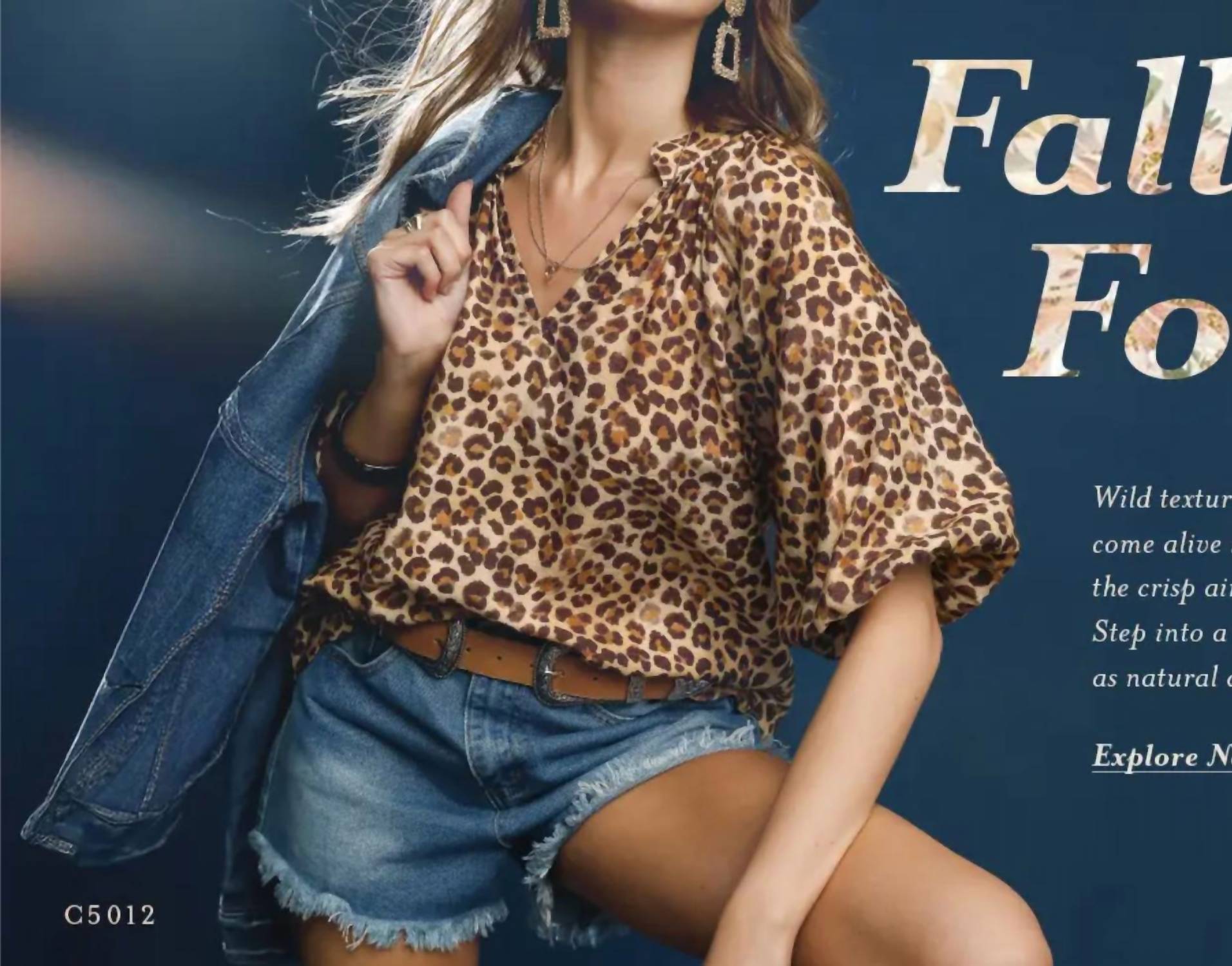 Umgee - Bubble Sleeved Animal Print Blouse