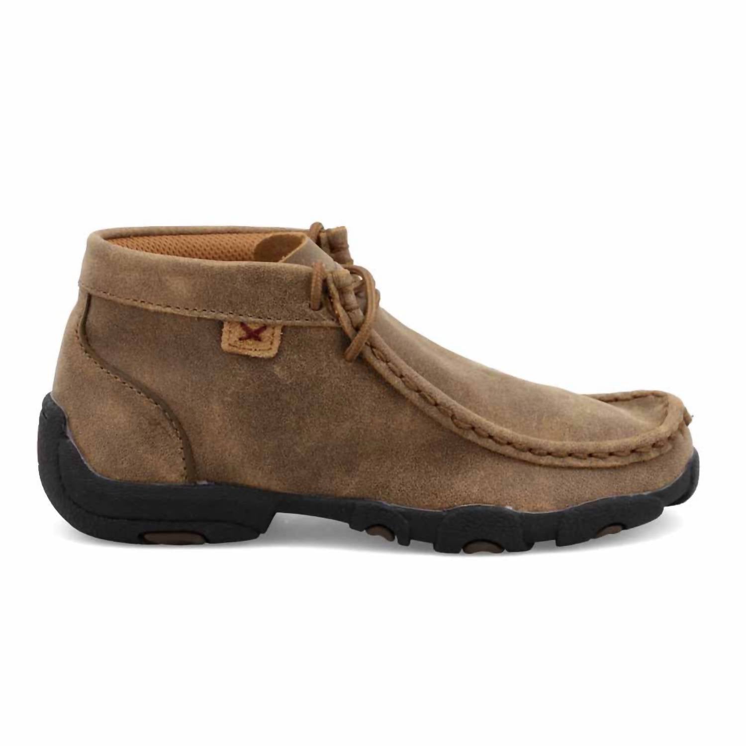 TWISTED X Kid's Chukka Driving Moc Shoes in distressed tan - kids' sneaker - detail view