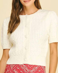 Pinch - Cable Knit Short Sleeve Cardigan
