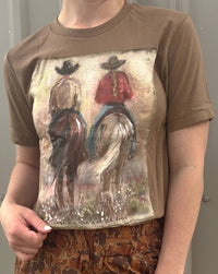 BELLA + CANVAS Good Ol' Days Vintage Graphic Tee in brown - women's t-shirt - detail view