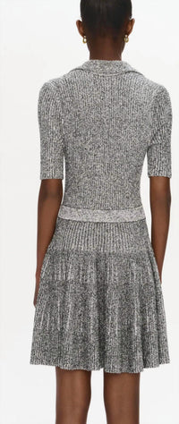 SIMKHAI Patricia Mini Dress in ivory black marble - women's dress - detail view
