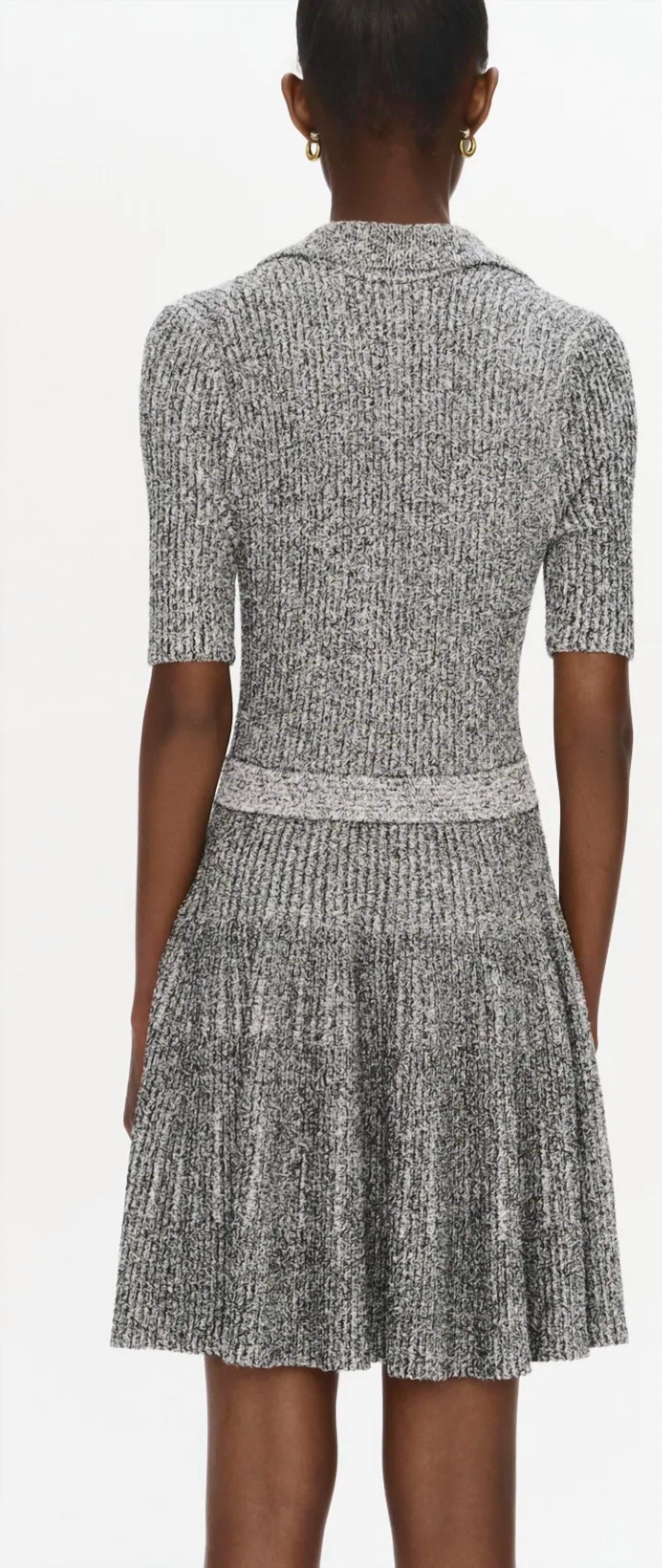 SIMKHAI Patricia Mini Dress in ivory black marble - women's dress - detail view