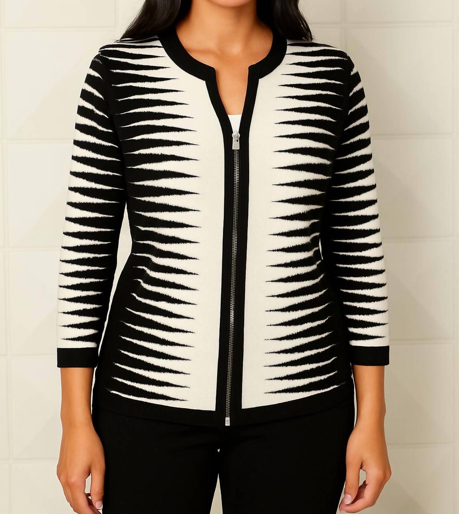 Angel Apparel - Zig Zag Zip Up Cardigan