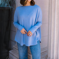 Free People Latte Blues Solid Thermal Top in dawn breeze - women's t-shirt