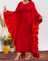 Karen T Design - Holiday Long Ruffled Velvet Dress
