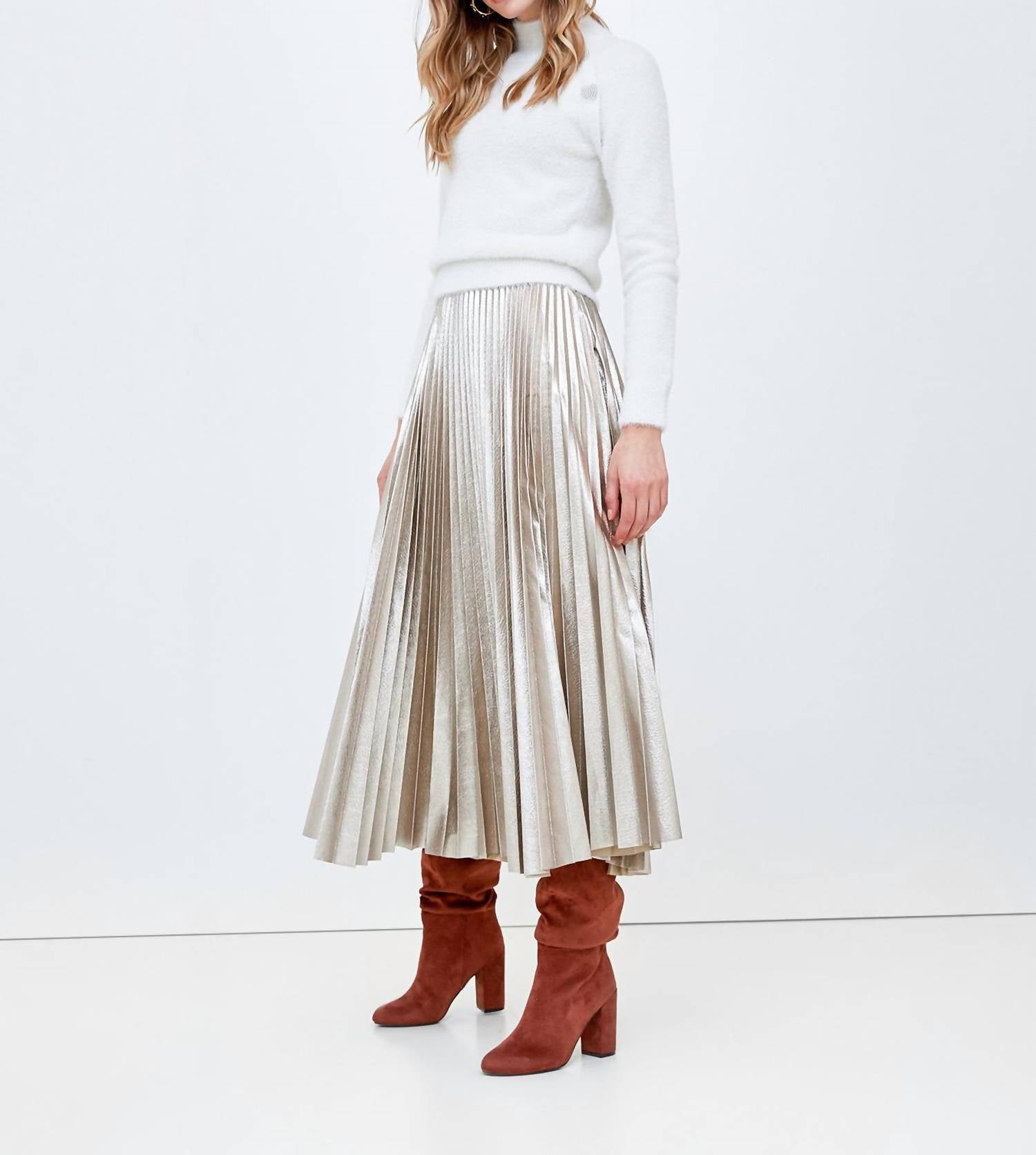B.Yu - Laminated Pleated Skirt