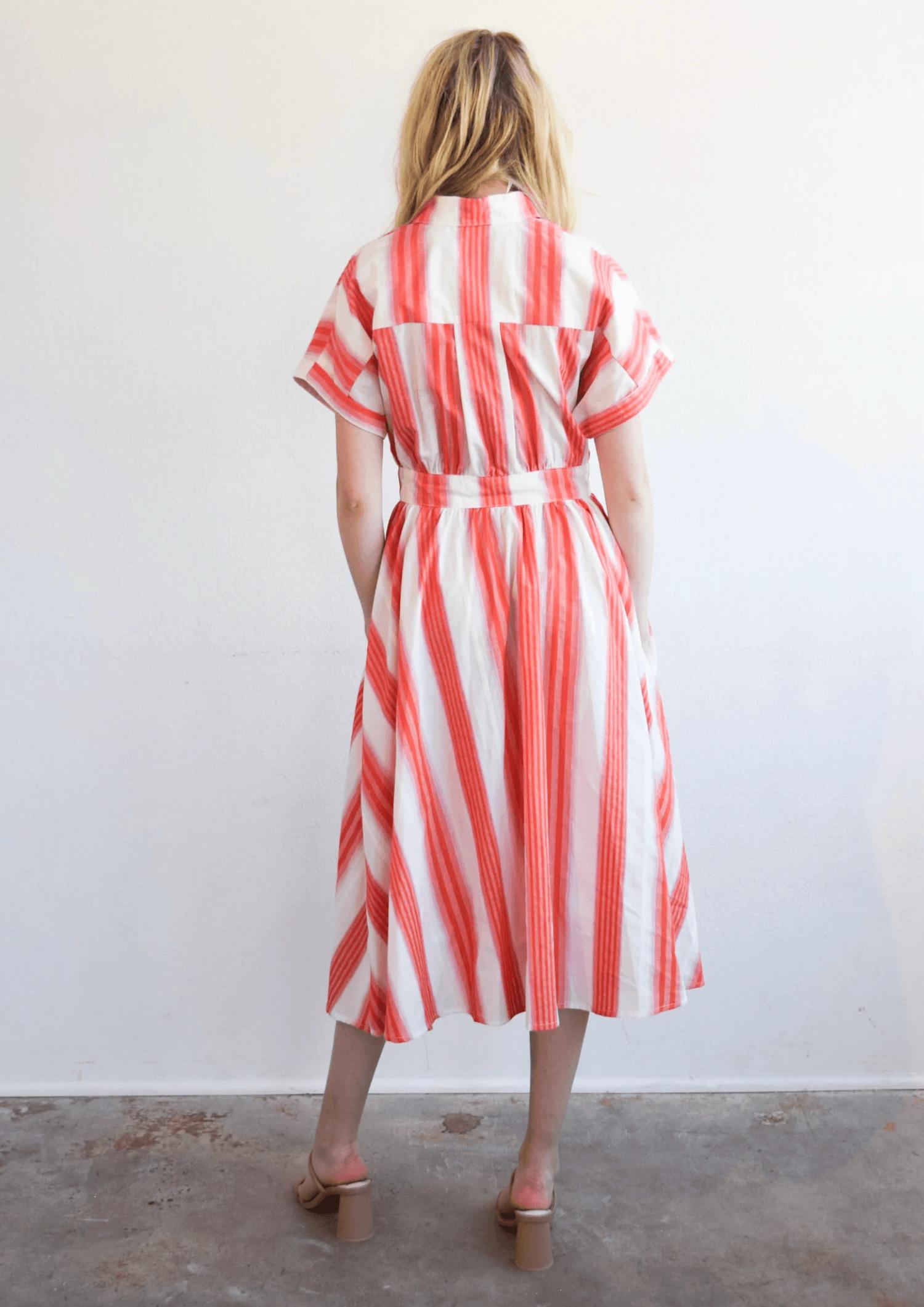 Never A Wallflower - Drop Shoulder Half-sleeve Button Dress