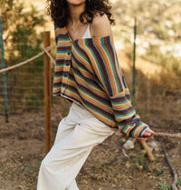 Mello - Striped Button Down Cardigan