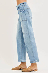 Risen - Slouchy Ankle Boyfriend Jeans With Patch Pockets