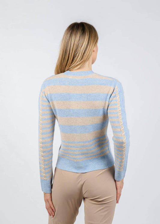 Brodie Cashmere - Cashmere Mix Stripe Crewneck Sweater