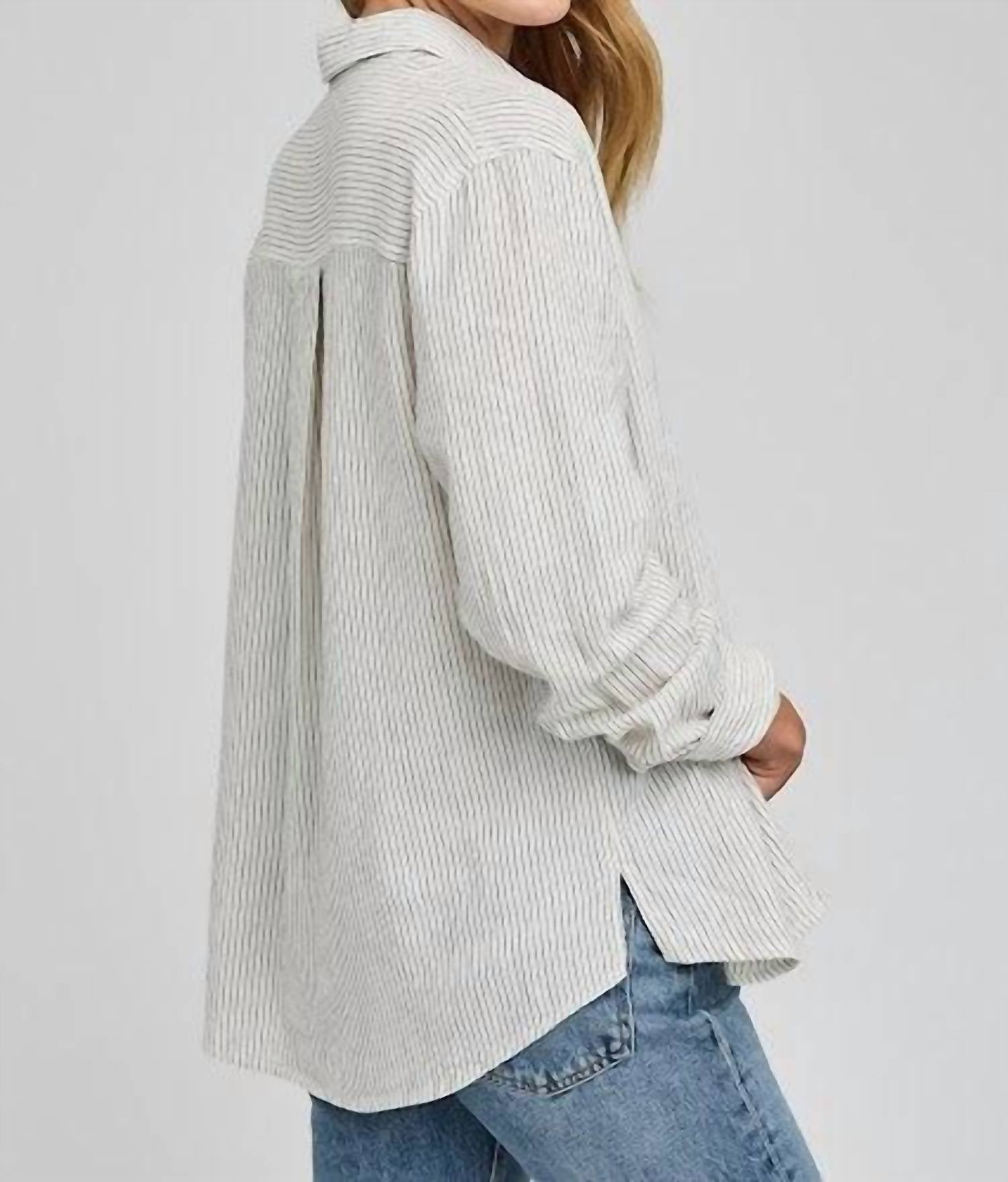 Gentle Fawn Dominique Button-down Shirt in white stripe - women's shirt - detail view