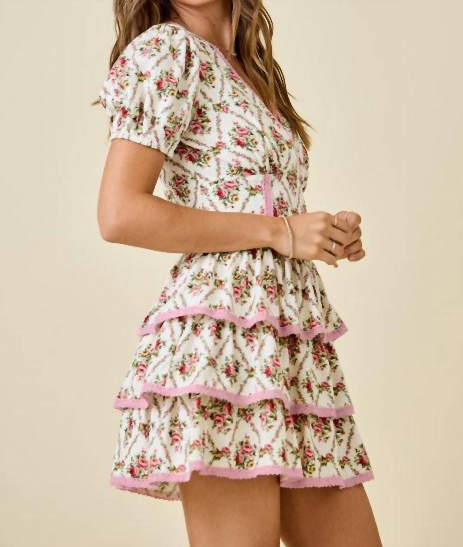 Day + Moon - Floral Print Ruffle Dress