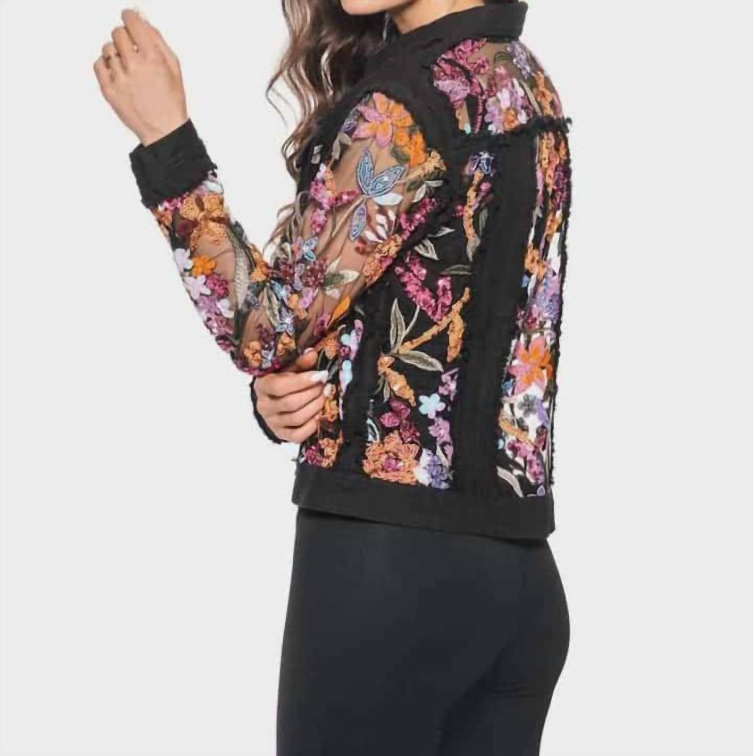 Adore Sequin Garden Jacket in black - women's jacket - detail view