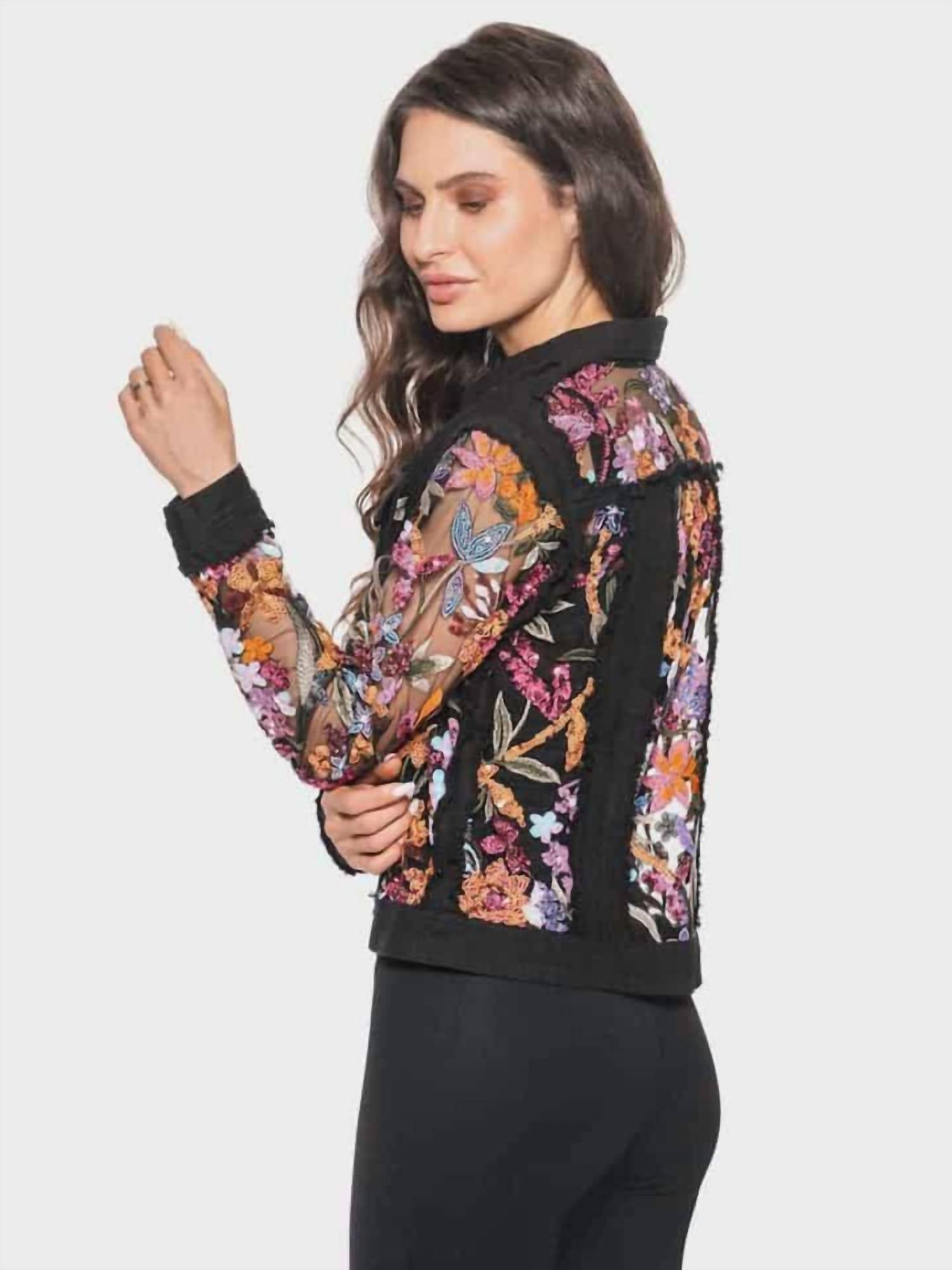 Adore Sequin Garden Jacket in black - women's jacket - alternate view