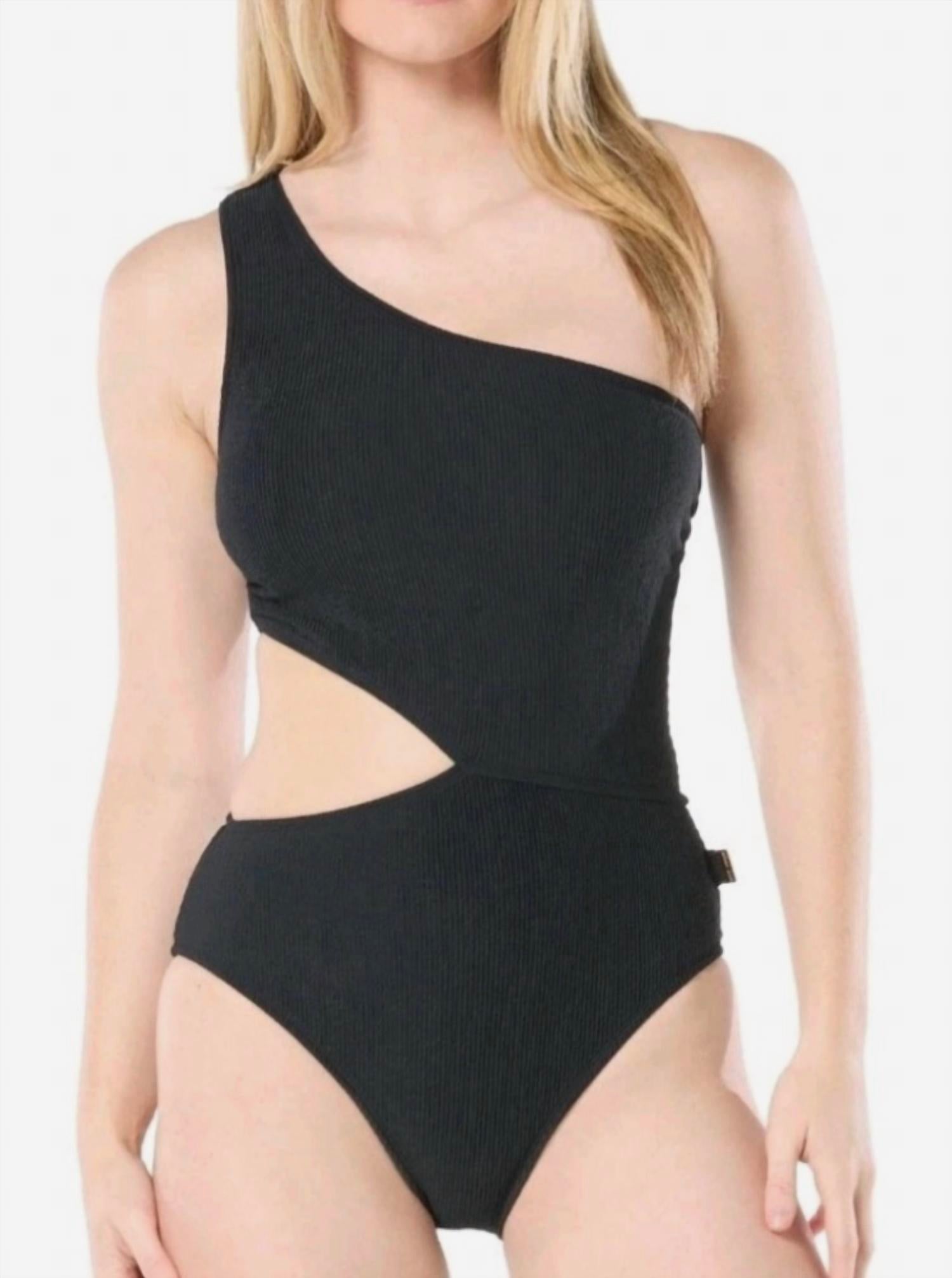 Michael Kors - One Shoulder Cutout Ribbed One-Piece Swimsuit