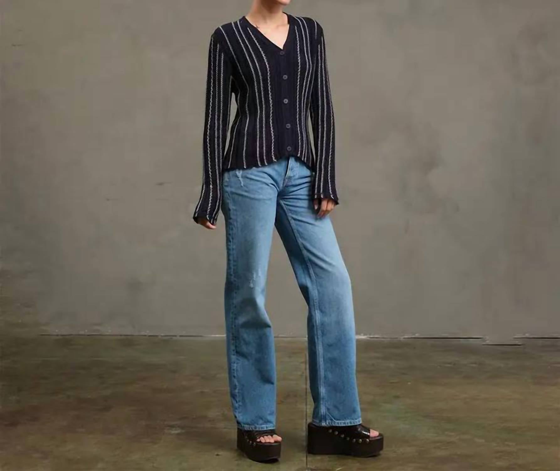 Raisonnel - Slim Wavy Stitch Button Cardigan
