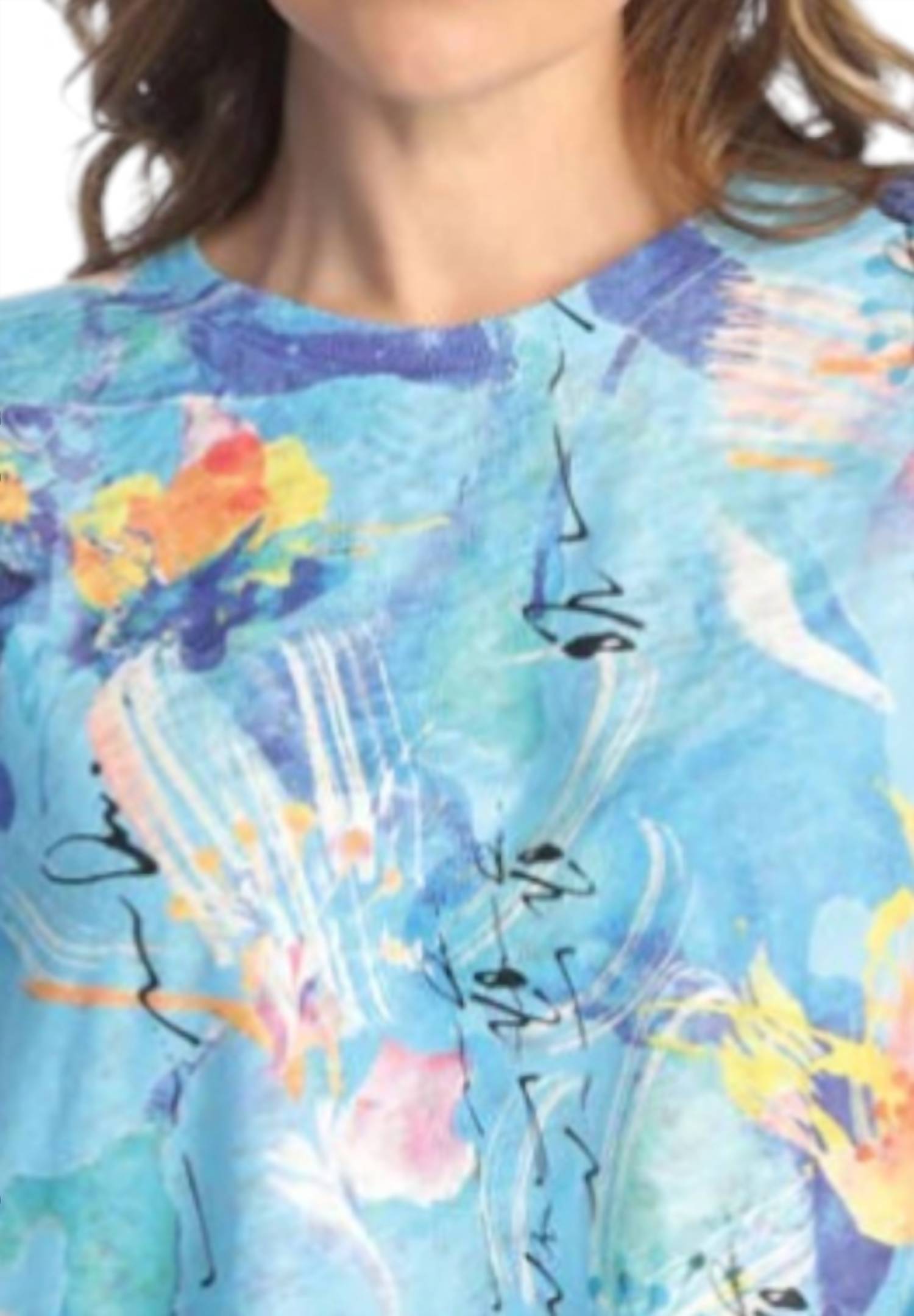 Jess & Jane Brook Light Knit Asymmetric Top in pattern - women's blouse - alternate view