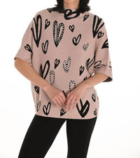 Frank Lyman - Brisa Mock Neck Heart And Rhinestone Embellished Pullover Sweater