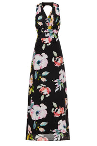 Nicole Miller - Silk Plunge Open Back Gown