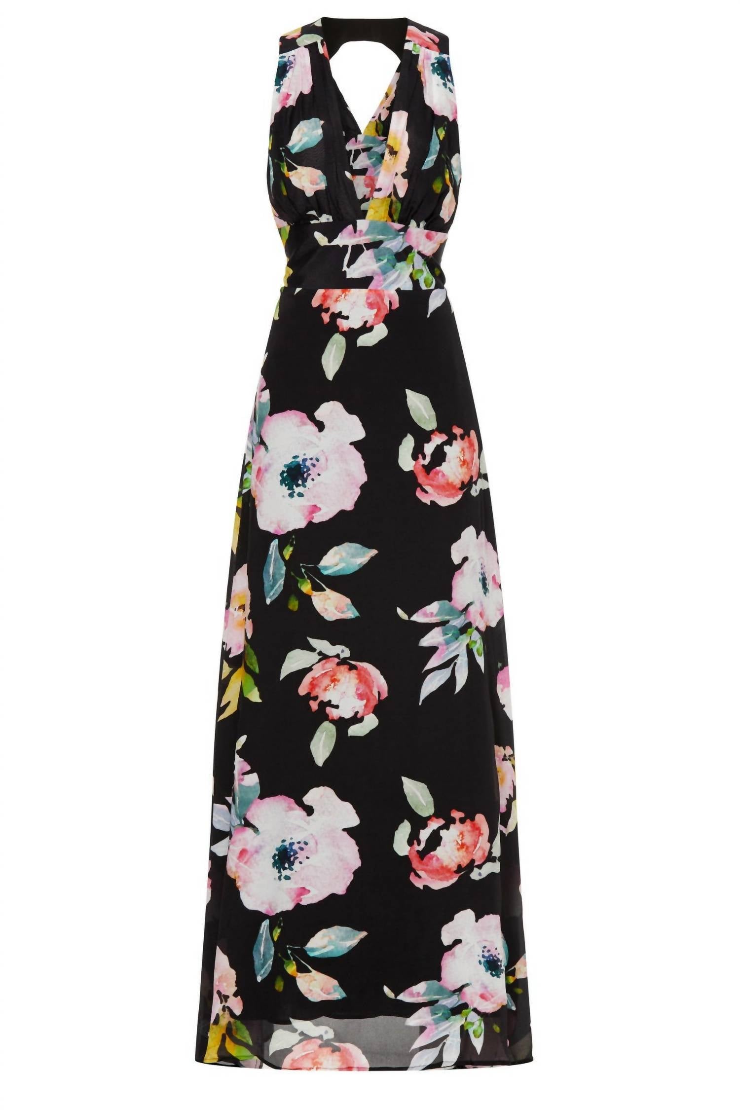 Nicole Miller - Silk Plunge Open Back Gown