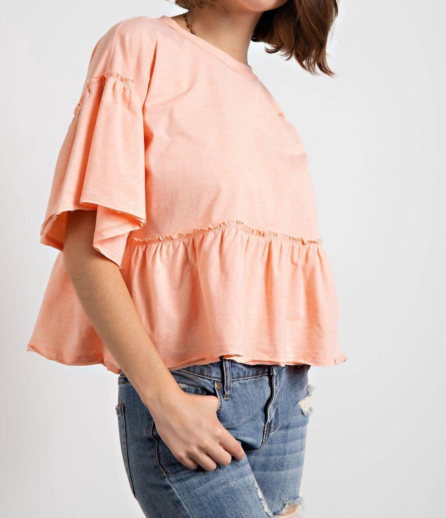 Easel - Ruffle Babydoll Top