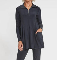 Sympli Women's Double Take Tunic Top in black - women's long sleeve top