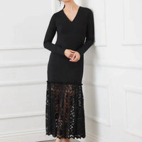 Karen Kane - Lylah Contrast Lace V-neck Dress