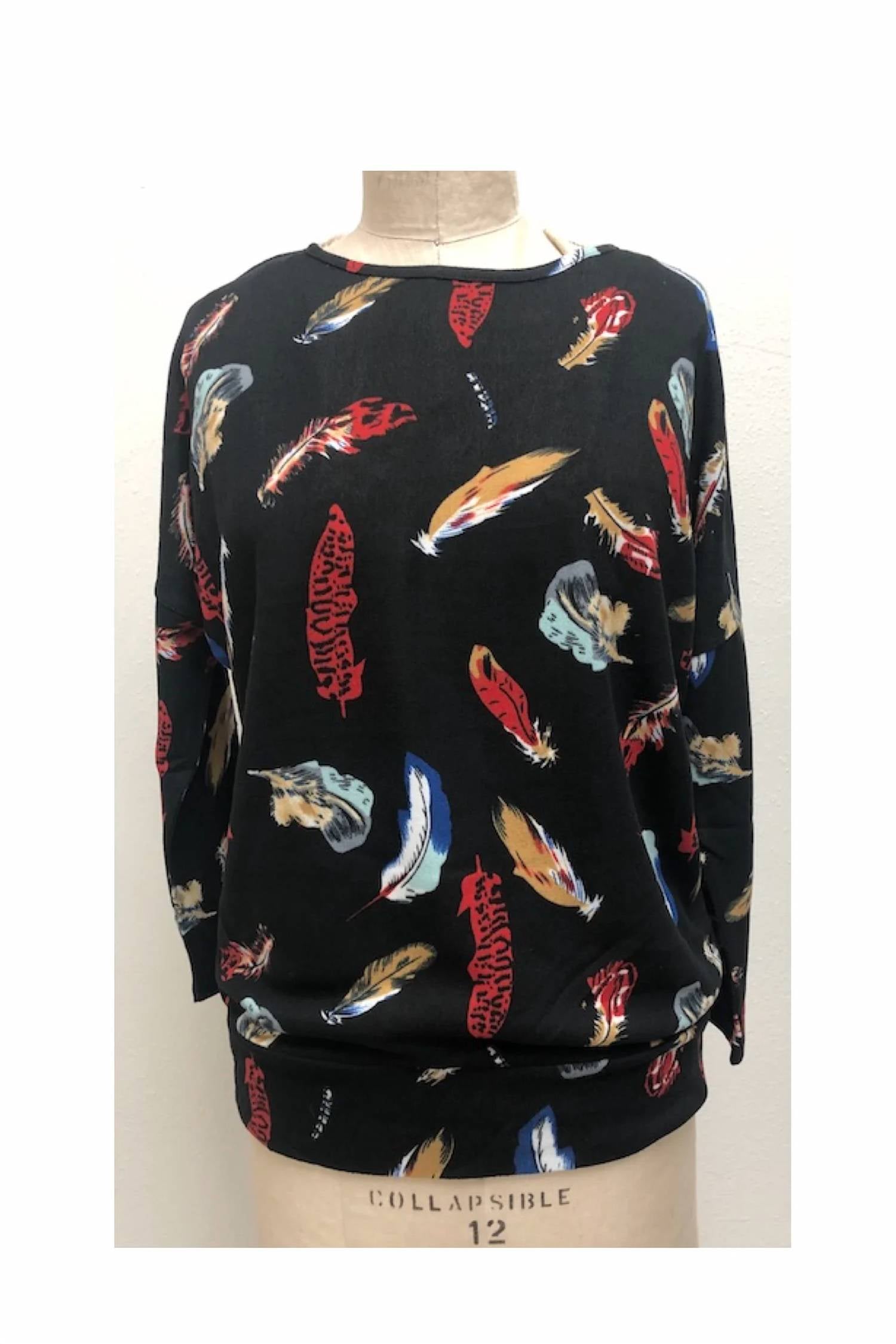 Papillon - Women's Feather Drop Print Oversized Sweatshirt