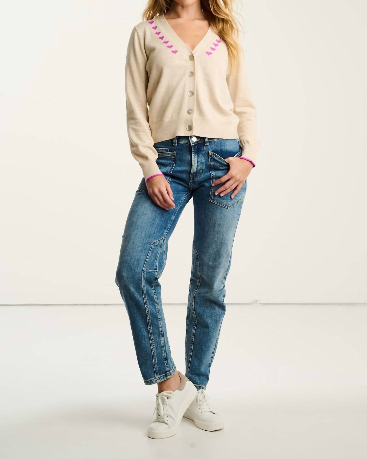 LISA TODD Call It Love Cardigan in almond - women's cardigan - detail view