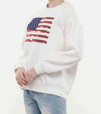 Why Dress - God Bless American Flag Sequin Sweatshirt
