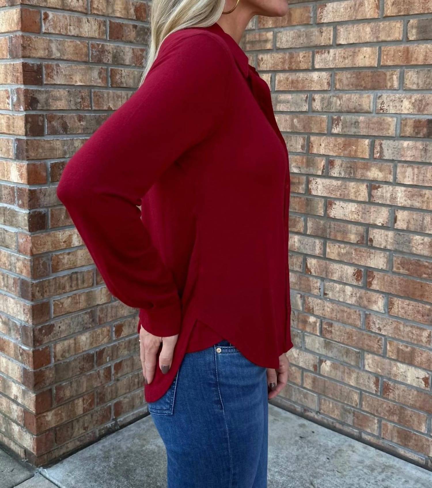 Bobi - Collared Button Front Knit Shirt