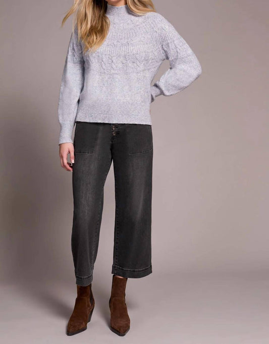 Tribal - Two Tone Long Sleeve Mock Neck Sweater