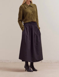 GRADE & GATHER Collared Neck Cardigan in moss - women's cardigan - view 4