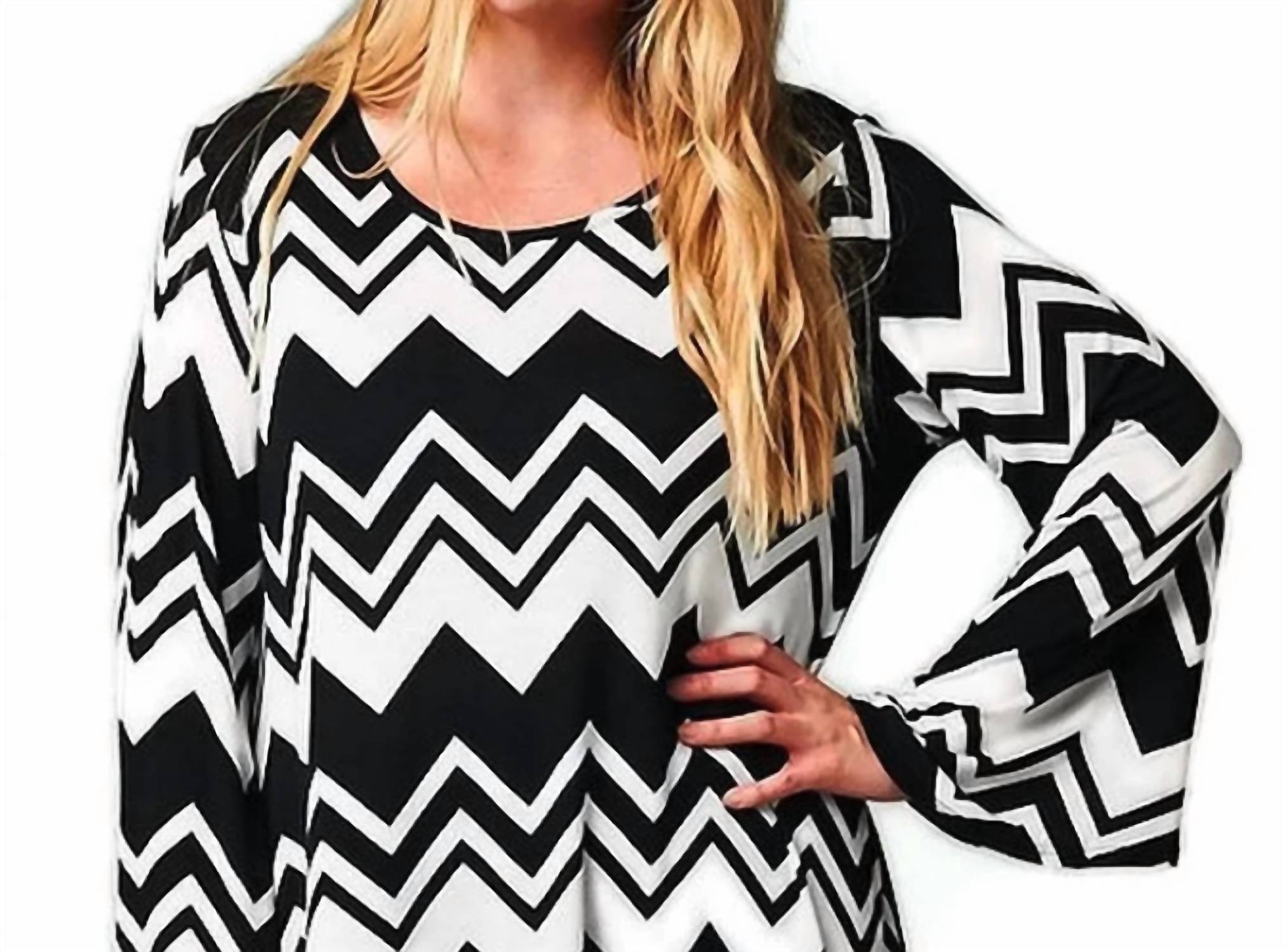 Emerald Fashion - Chevron Long Sleeve Tunic Plus