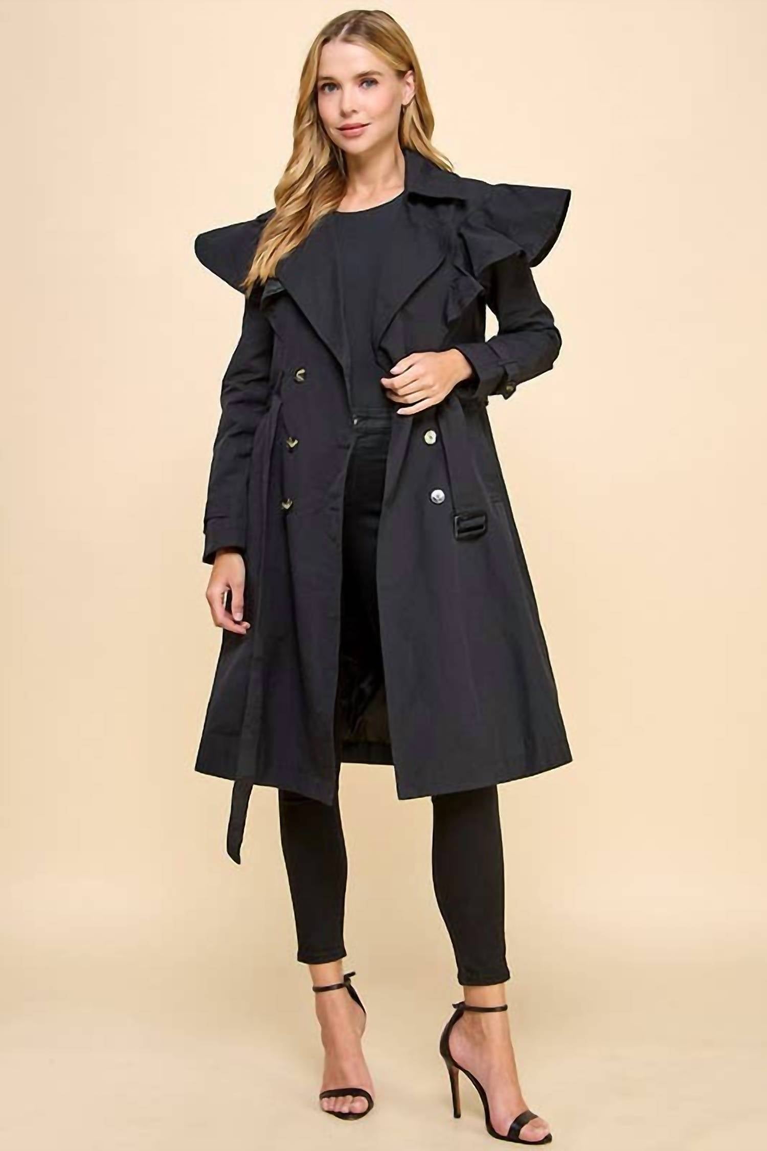 Tcec - Ruffle Detail Trench Coat