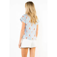 Thml - Striped Short Sleeve Lobster Print Top