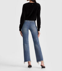 Alice + Olivia - Fierce Raw Hem Slim Straight Leg Jeans