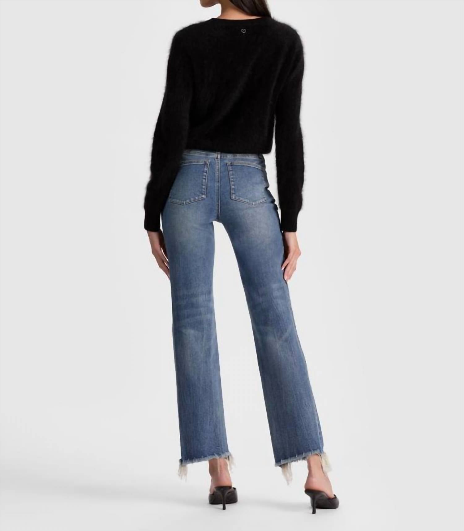 Alice + Olivia - Fierce Raw Hem Slim Straight Leg Jeans