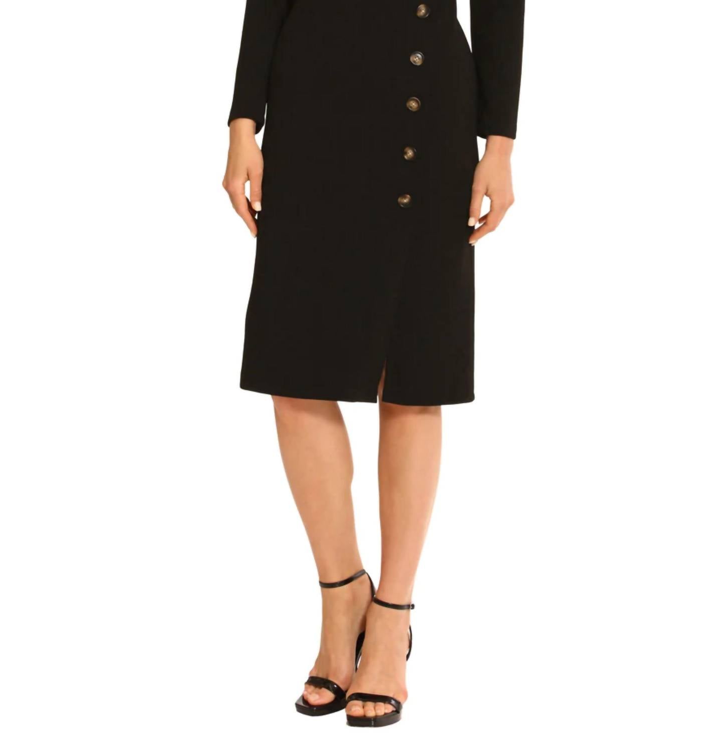 Maggy London - Long Sleeve Button Detail Dress