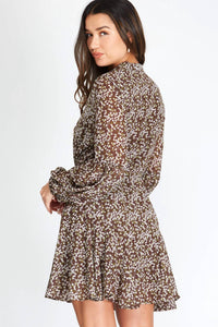 She + Sky - Long Sleeve Woven Button Up Dress