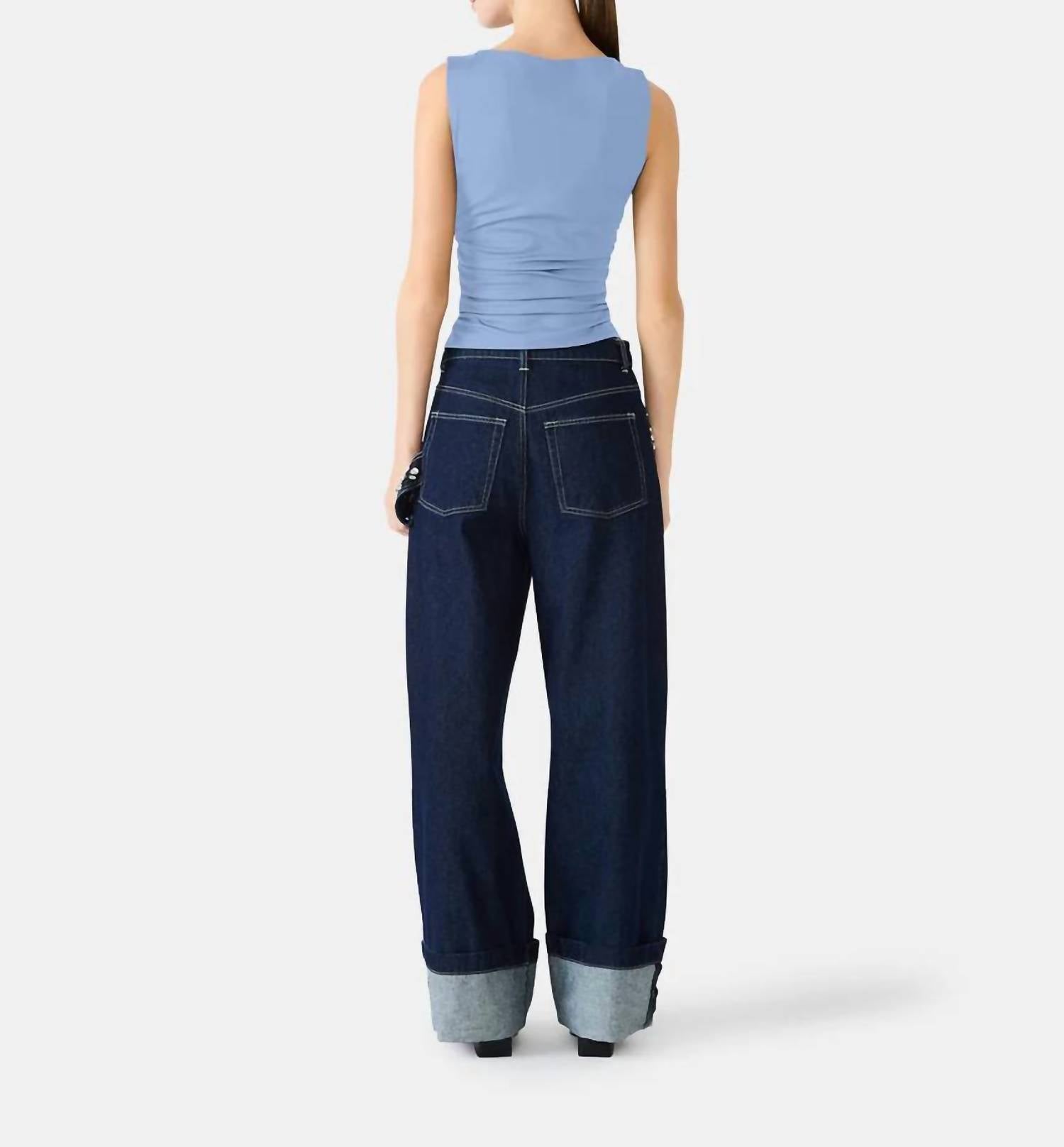 STEVE MADDEN Adair Basic Top in blue - women's tank top - detail view