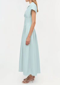 SIMKHAI Farlow Cotton Faille Midi Dress in sky - women's dress - detail view