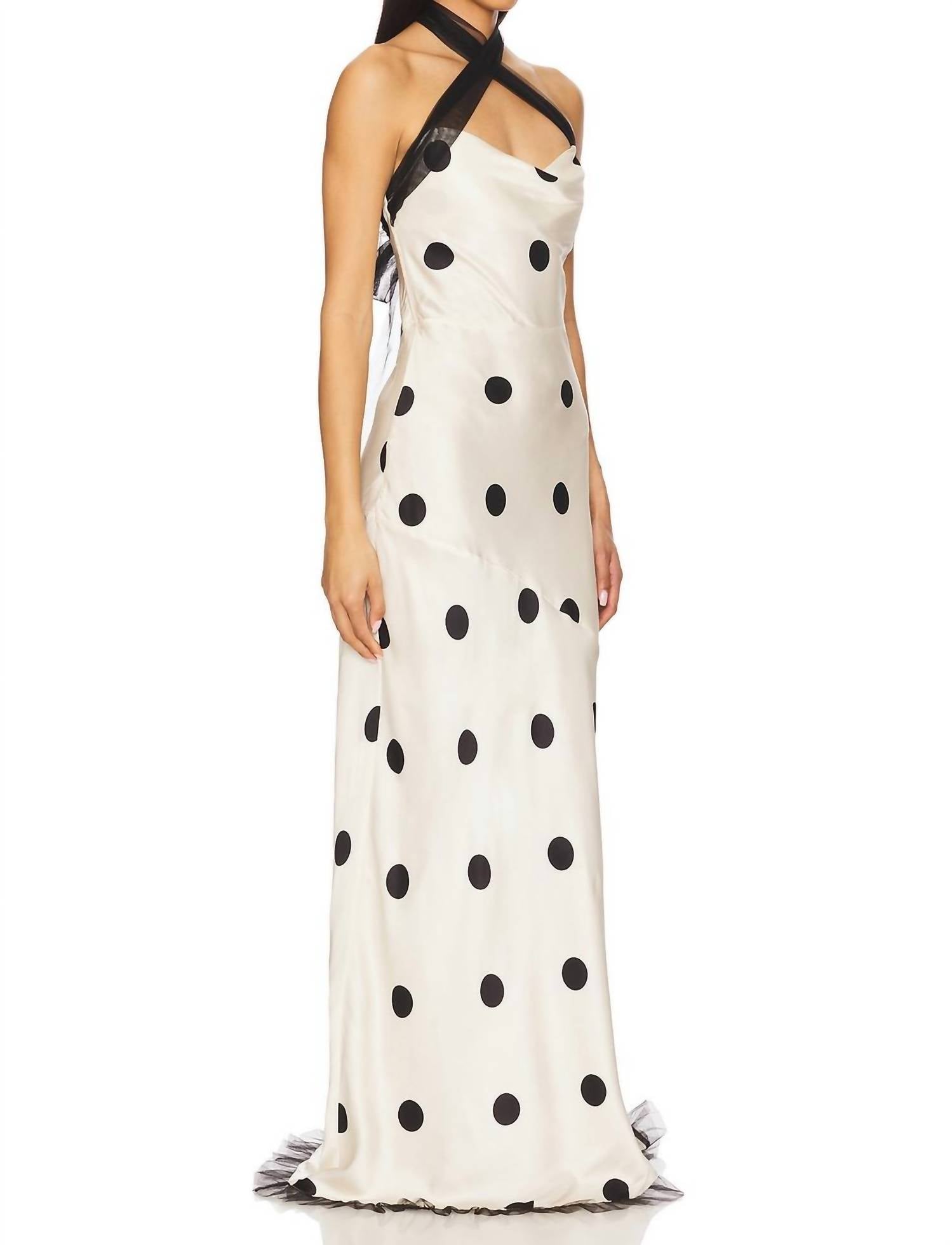 For Love & Lemons - Dorothy Dot Halter Neck Gown