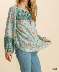 Umgee - Floral Border Print Top