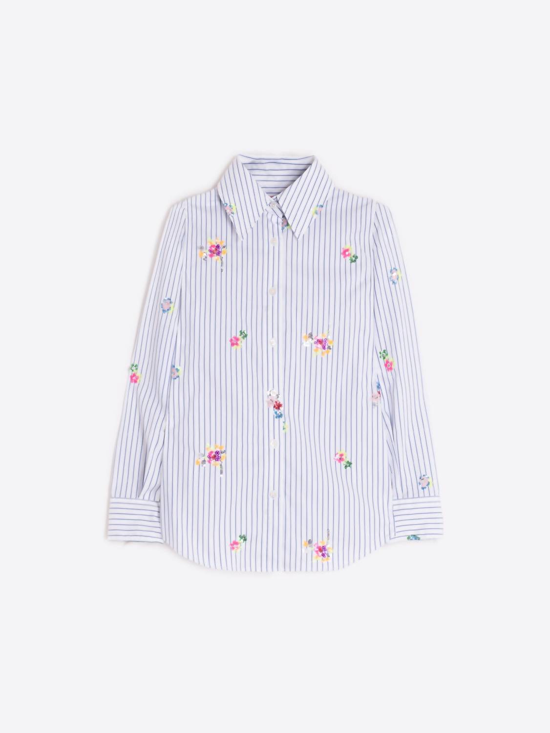 Vilagallo - Women's Floral Sequined Embellishment Shirt