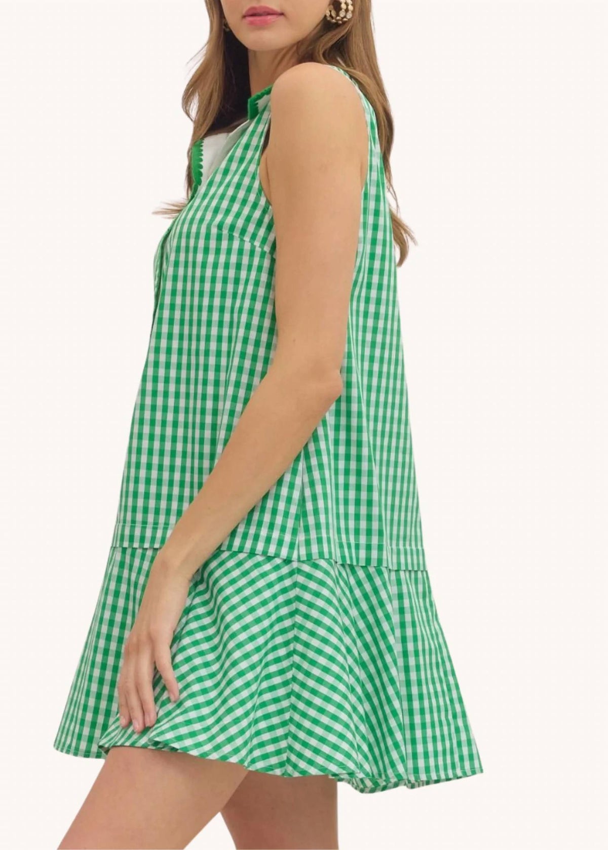 Entro - Gingham Cotton Mini Dress