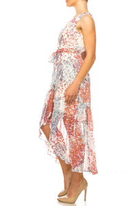 Maison Tara - High-low Floral Sleeveless Dress