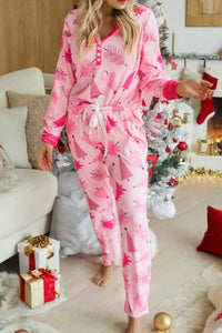 Kentce Fashion - Christmas Tree Print Drawstring Waist Lounge Set