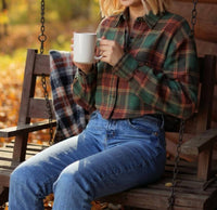 ANGIE Oversized Plaid Button Down Shirt in multi - women's shirt