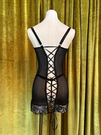 Kilo Brava Embroidered Underwire Slip & G-string Set in black embriodery - women's intimate - view 4